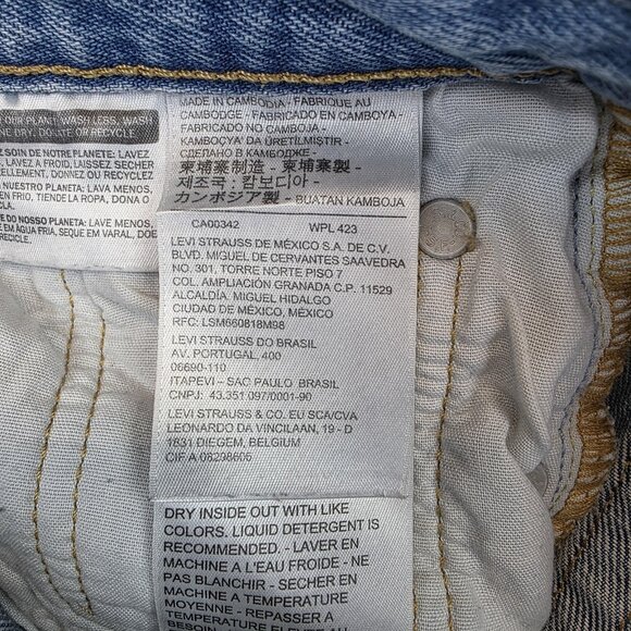 Levis 501 Premium Shorts Womens 27 Blue Denim High Rise Button Fly Distressed - Picture 11 of 13